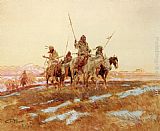 Hunting Canvas Paintings - Piegan Hunting Party